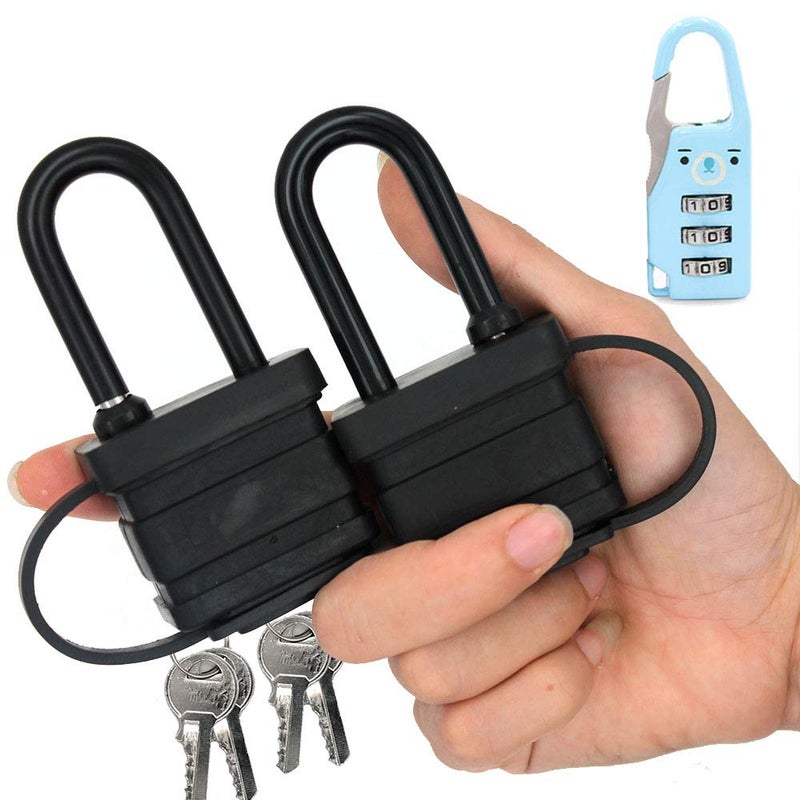 Yuehua 40mm 2-Heavy Duty Waterproof Padlock - Ideal for Home, Garden Shed, Outdoor, Garage, Gate Security (2 Pieces Set, Send a Small Password Lock) - Image 1